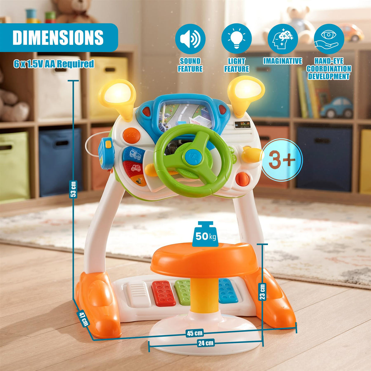 Freestanding Electronic Steering Wheel Driving Simulator Toy