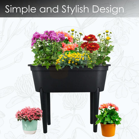 Black Raised Garden Bed Planter With Lid and Legs by Geezy - UKBuyZone