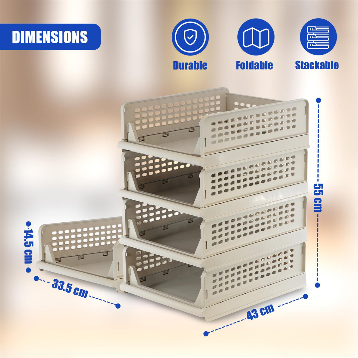 Foldable Shelf Drawers Set of 4 by GEEZY - UKBuyZone