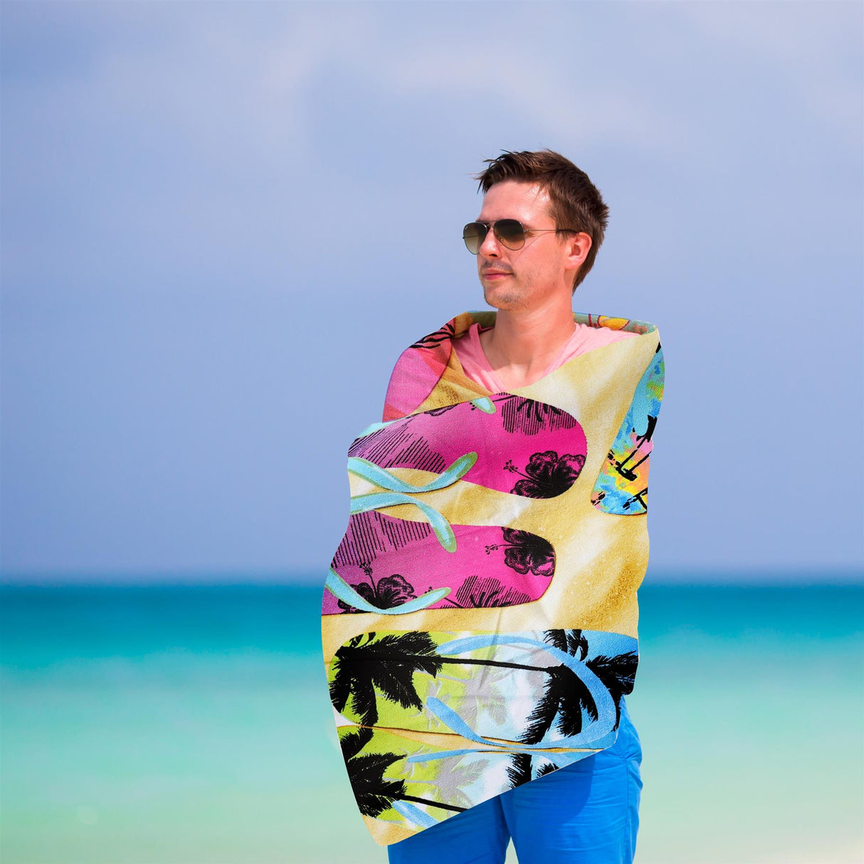 Beach Bath Towel Flip Flop Design Microfibre Towel by GEEZY - UKBuyZone