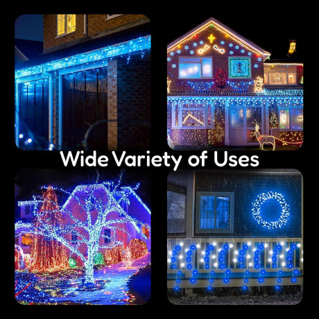 200 Christmas Blue & White Led Icicle Lights by Geezy - UKBuyZone