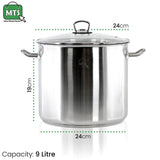 9 Litre Stock Pot With Glass Lid