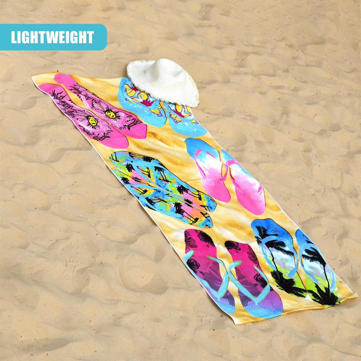 Beach Bath Towel Flip Flop Design Microfibre Towel by GEEZY - UKBuyZone