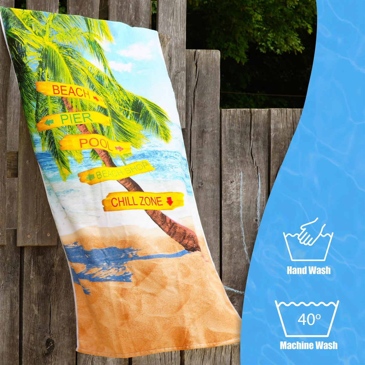 Beach Signs Design Large Towel by GEEZY - UKBuyZone