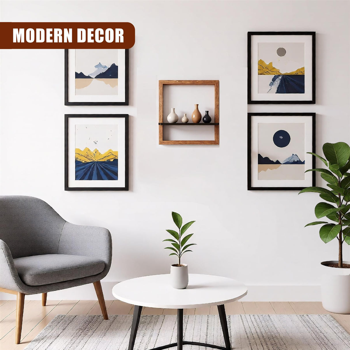 "Two modern wall artworks in a clean, minimalist room decoration." - UKBuyZone
