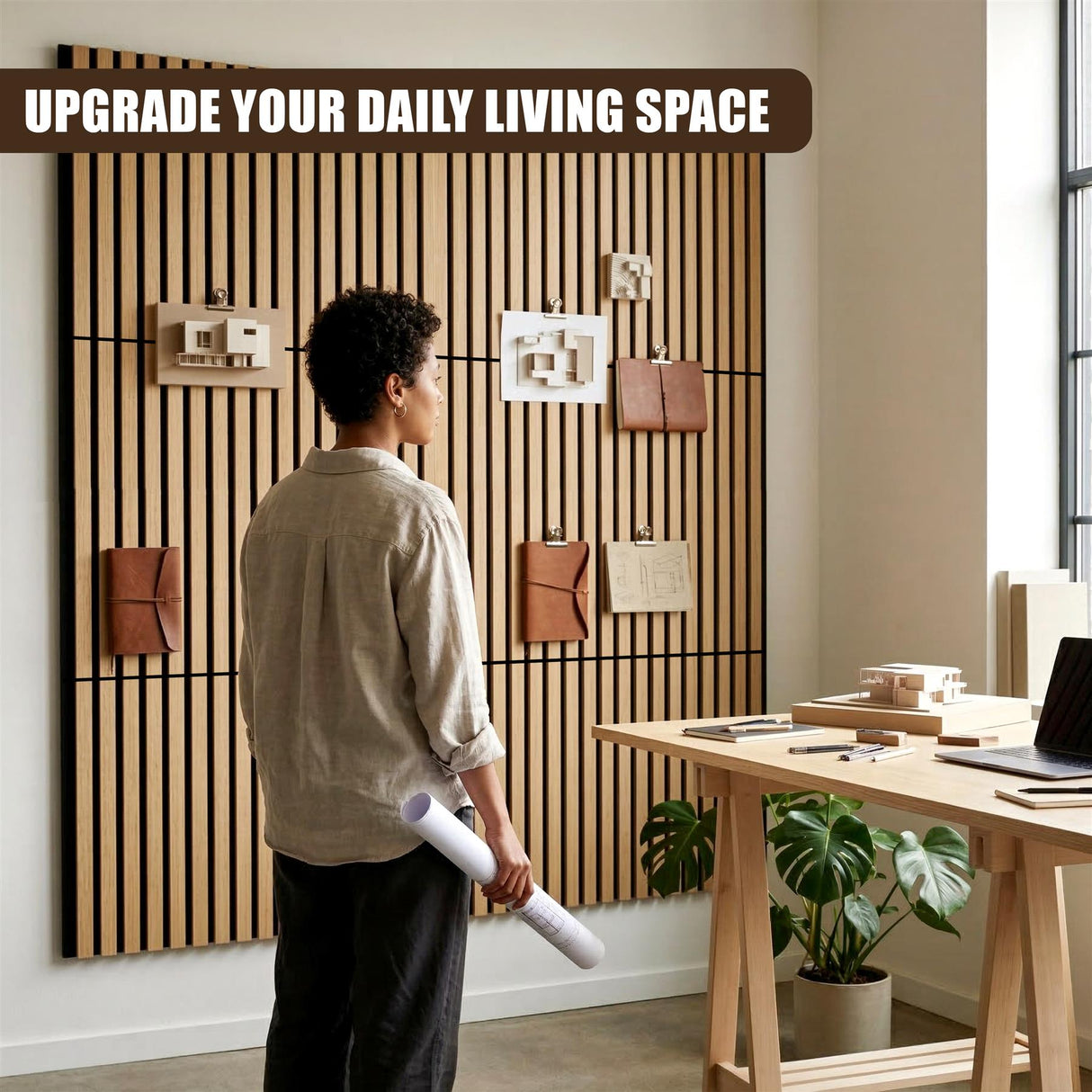 Set of 4 Wall Panels, 60 x 30 cm