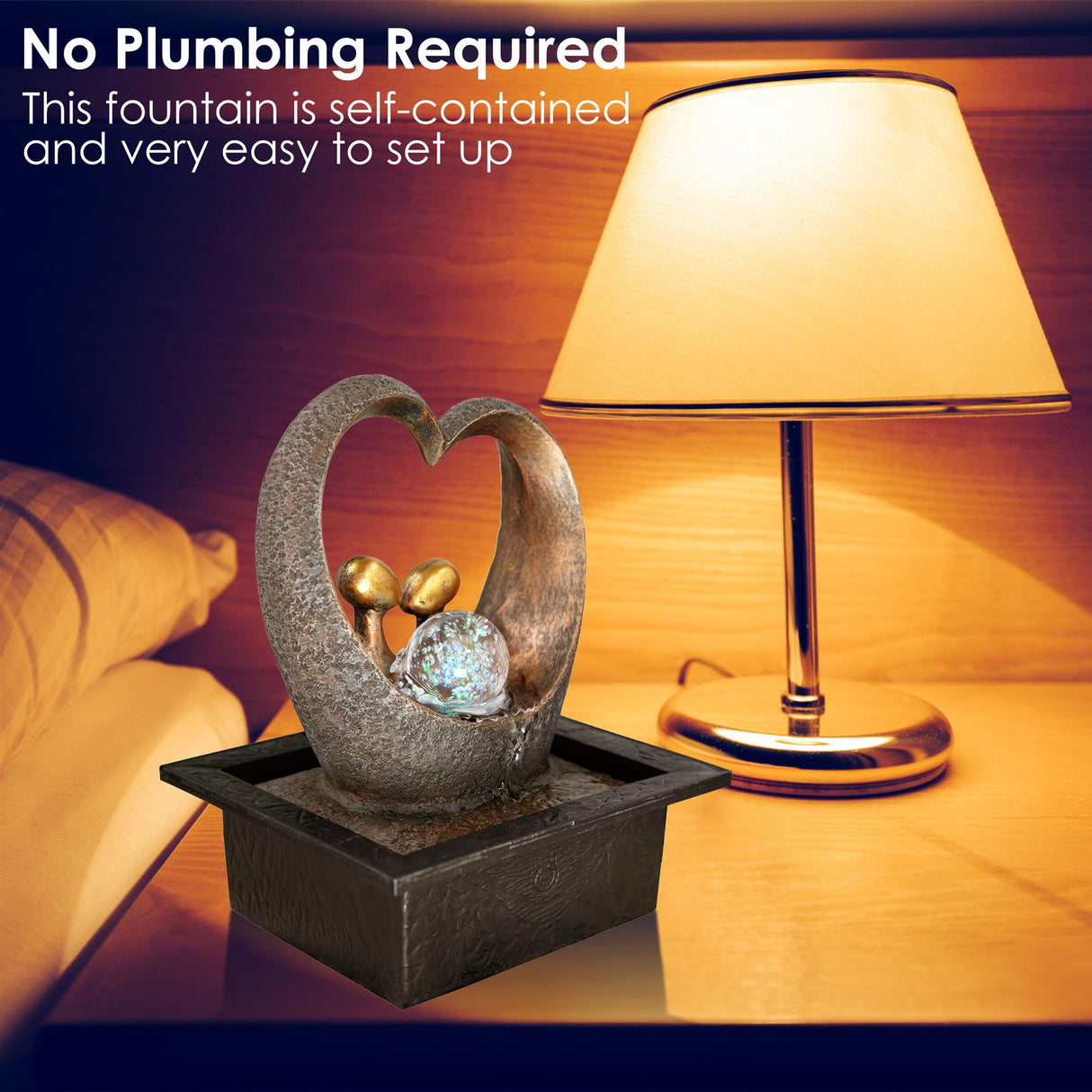Heart Water Feature Indoor With LED by GEEZY - UKBuyZone