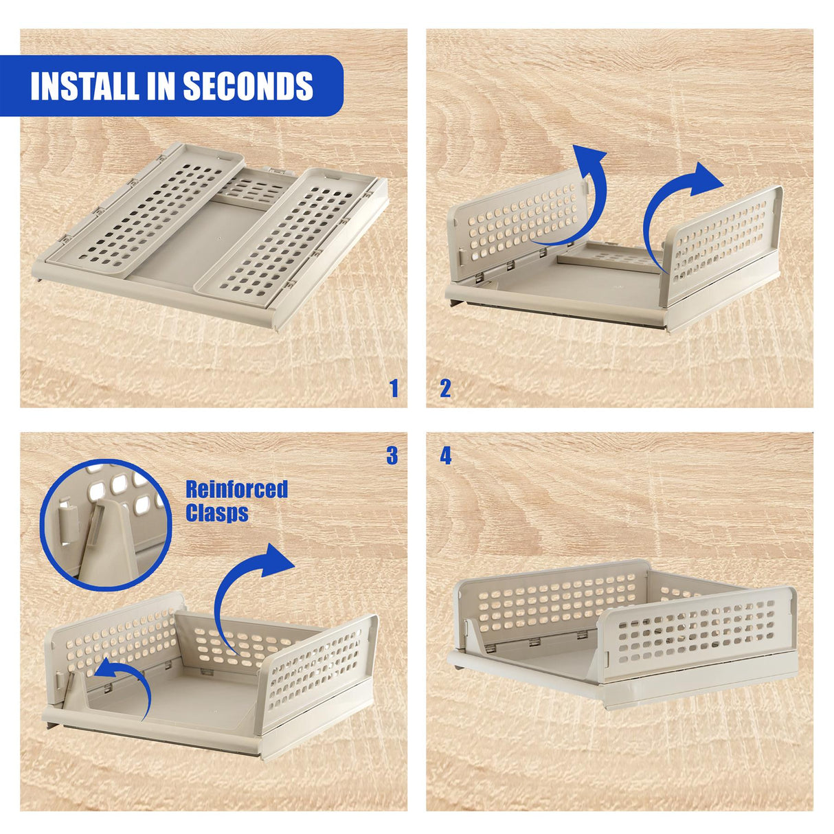 Foldable Shelf Drawers Set of 4 by GEEZY - UKBuyZone