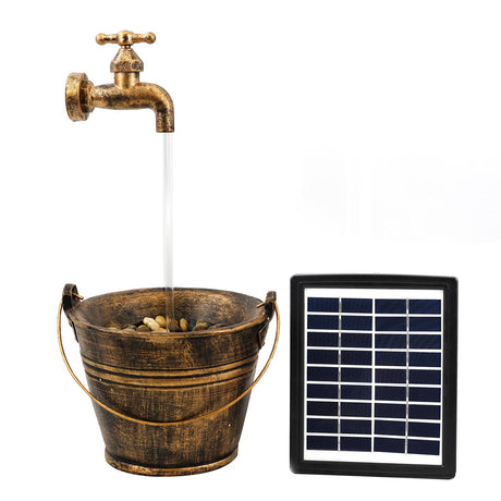 Tap Bucket Solar Water Feature Outdoor With LED by GEEZY - UKBuyZone