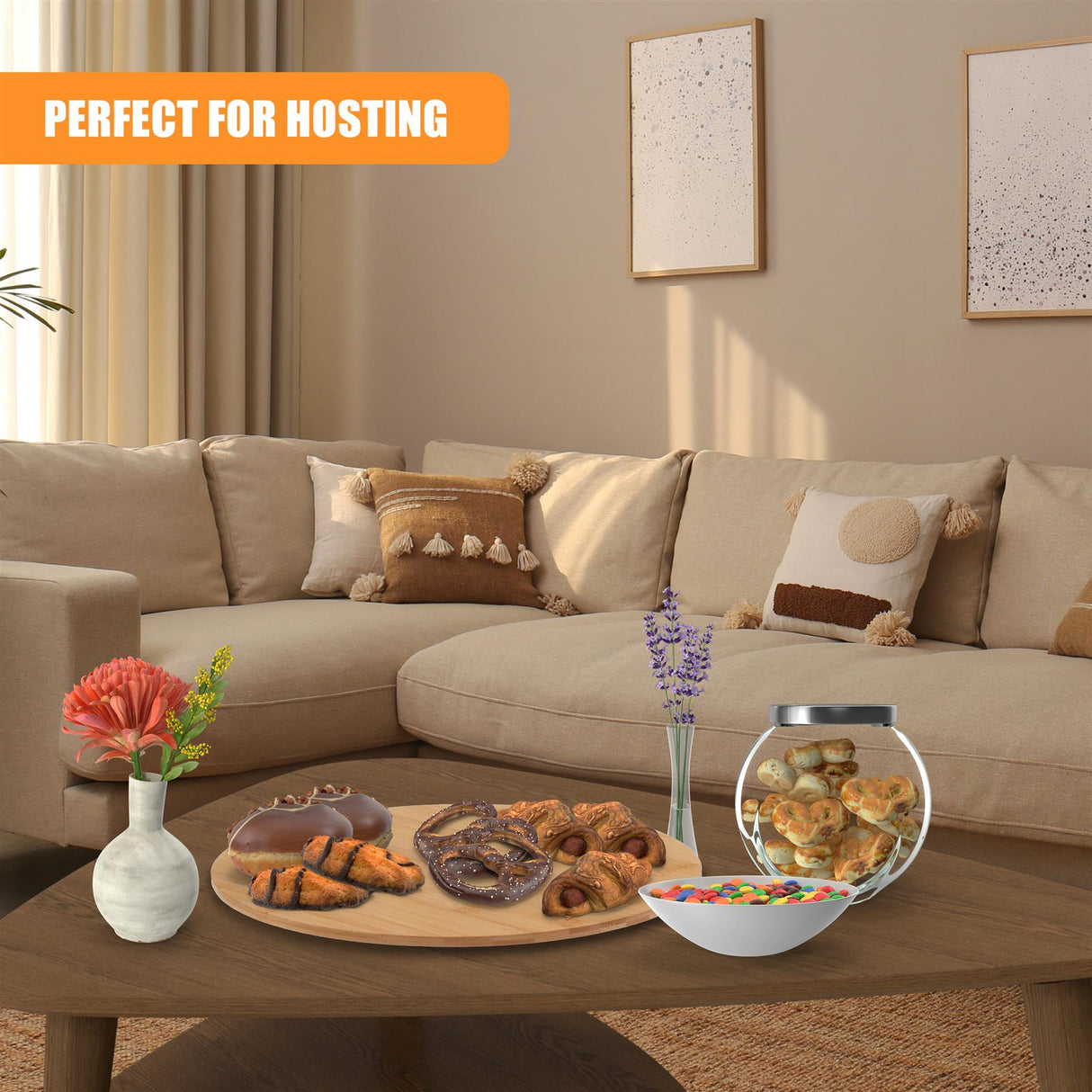 Bamboo Wooden Rotating Turntable 35cm by GEEZY - UKBuyZone