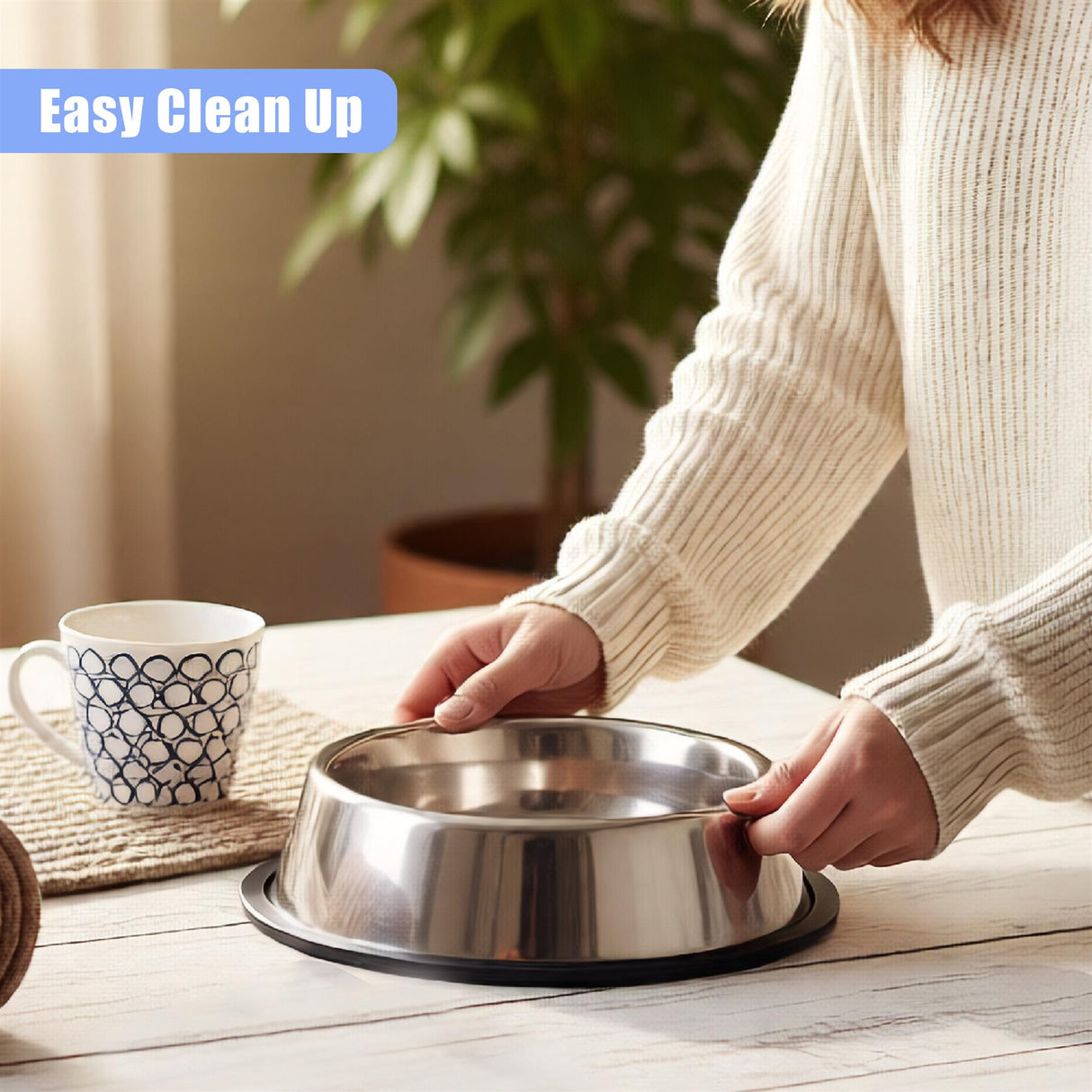 "Shiny stainless steel dog bowl. Perfectly clean and ready to use, with an ergonomic design." - UKBuyZone
