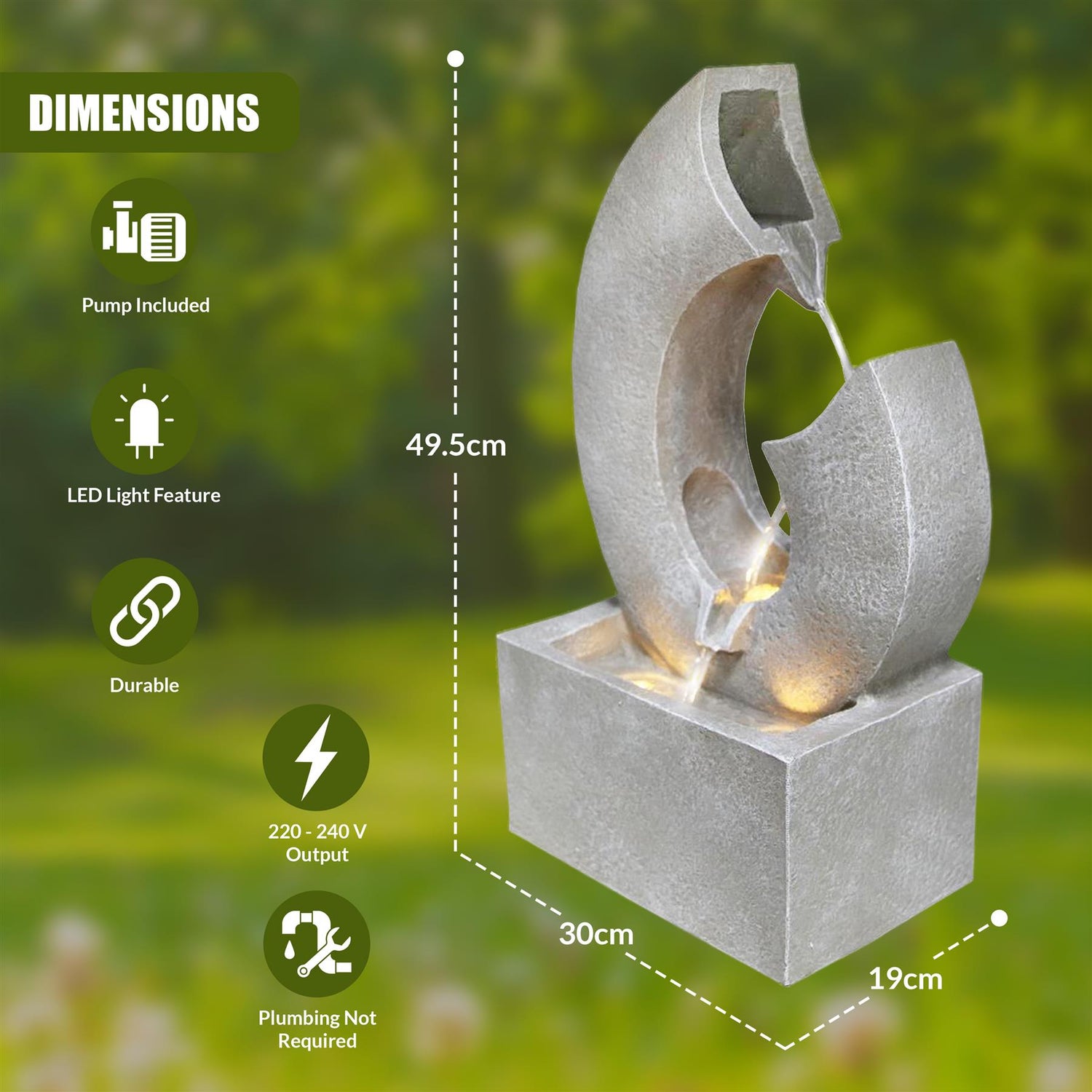Horn Water Feature Outdoor With LED by GEEZY - UKBuyZone