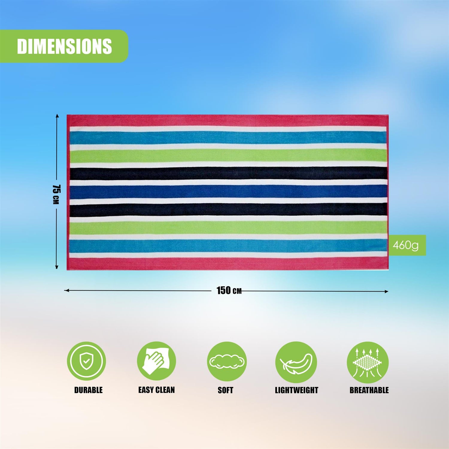 Velour Striped Beach Towel Sanguine by Geezy - UKBuyZone