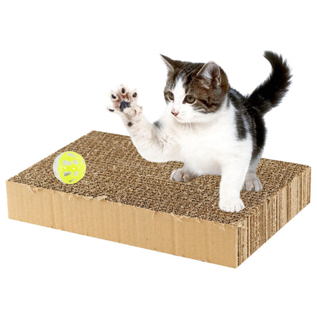 Cat Box Scratching Pad With Catnip & Toy Ball by GEEZY - UKBuyZone