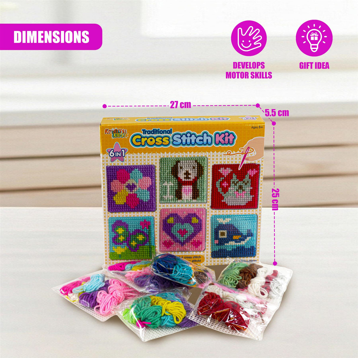 6 in 1 Traditional Cross Stitch Kit for Kids
