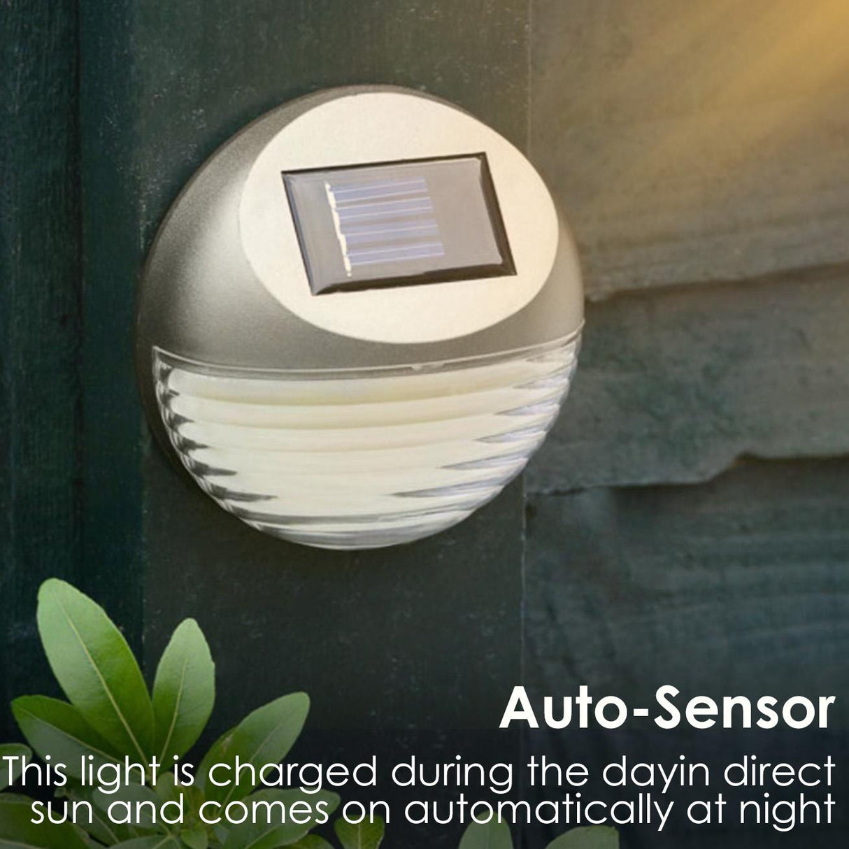4 x Solar LED Fence Lights Silver by GEEZY - UKBuyZone
