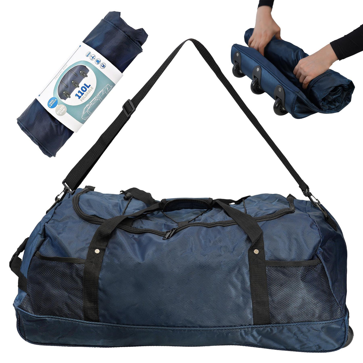 Large Foldable Duffle Bag with Wheels by GEEZY - UKBuyZone