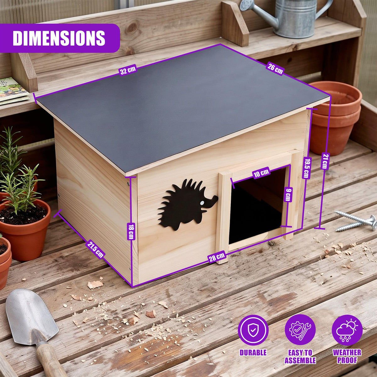 Wooden Hedgehog House