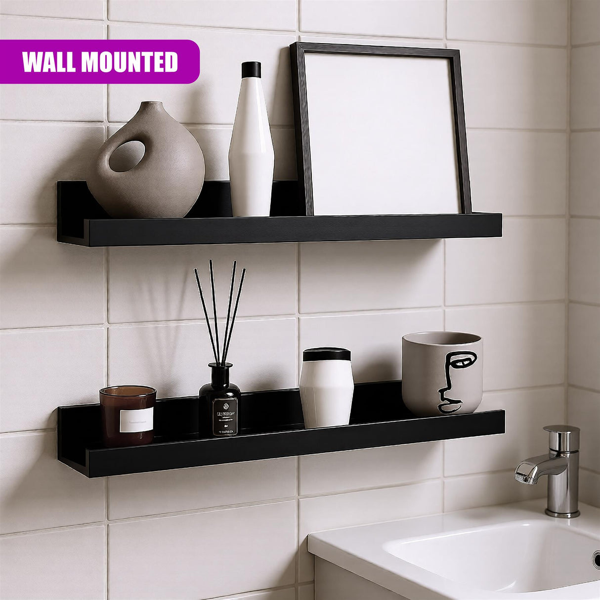 Black Shelf 45 cm Pack 2