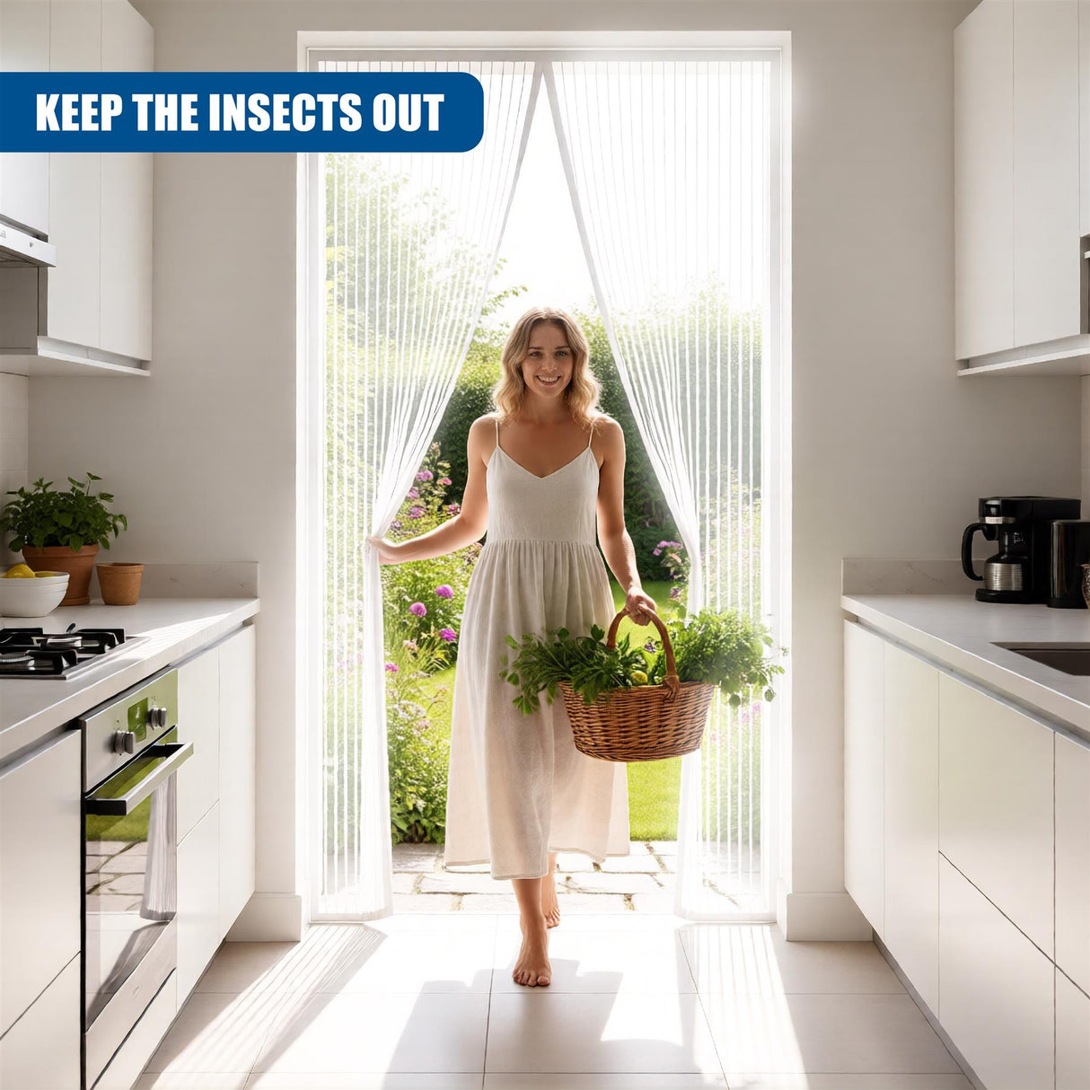 Magnetic Insect Door Screen White