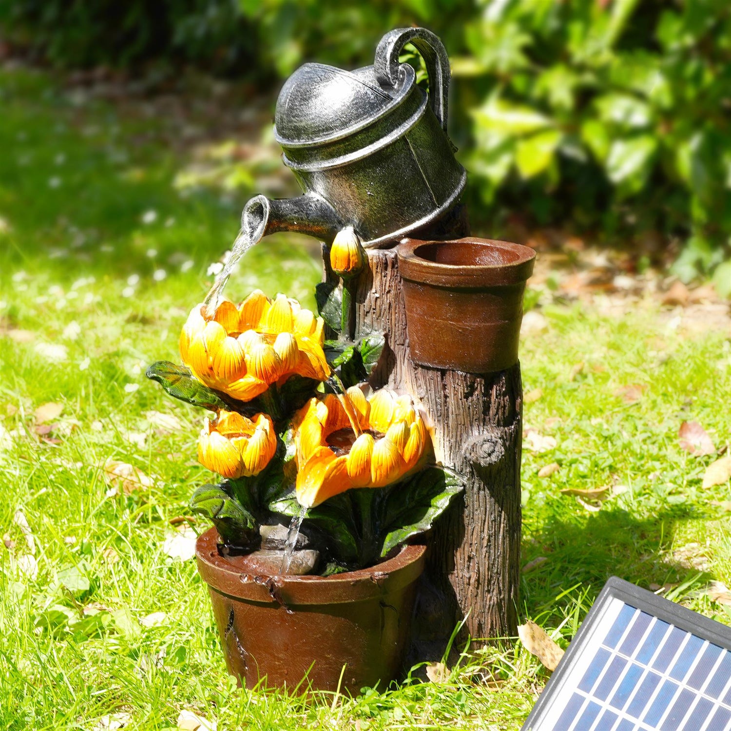 Sunflower Solar Water Feature Outdoor With LED by GEEZY - UKBuyZone
