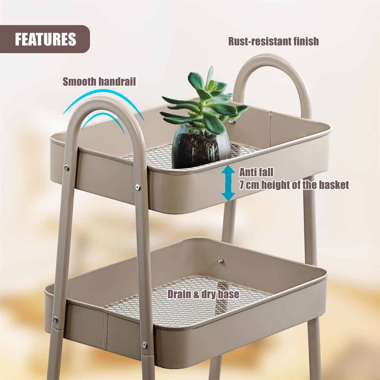 3 Tier Storage Trolley on Wheels by GEEZY - UKBuyZone