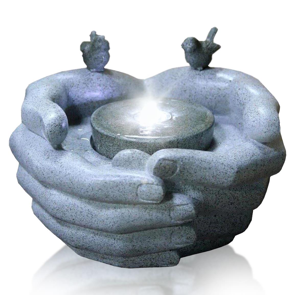 Cupped Hands Water Feature Outdoor With LED by GEEZY - UKBuyZone