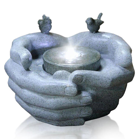 Cupped Hands Water Feature Outdoor With LED by GEEZY - UKBuyZone
