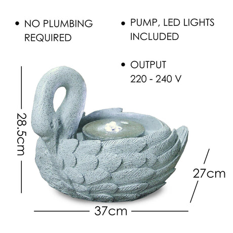 Swan Design Water Feature Outdoor With LED by GEEZY - UKBuyZone