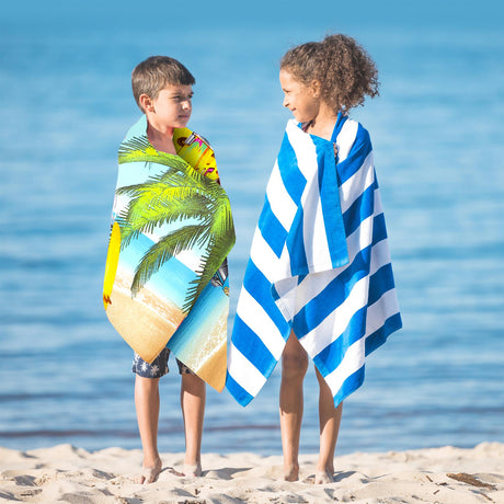 Blue Summer Bus Design Large Towel by Geezy - UKBuyZone