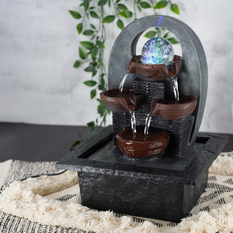 Cascading Water Feature Indoor With LED by GEEZY - UKBuyZone