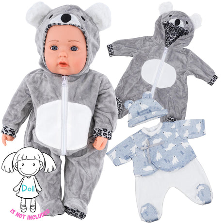 BiBi Outfits - Set of Two Doll Clothes (Polar Bear & Koala) (50 cm / 20") by BiBi Doll - UKBuyZone