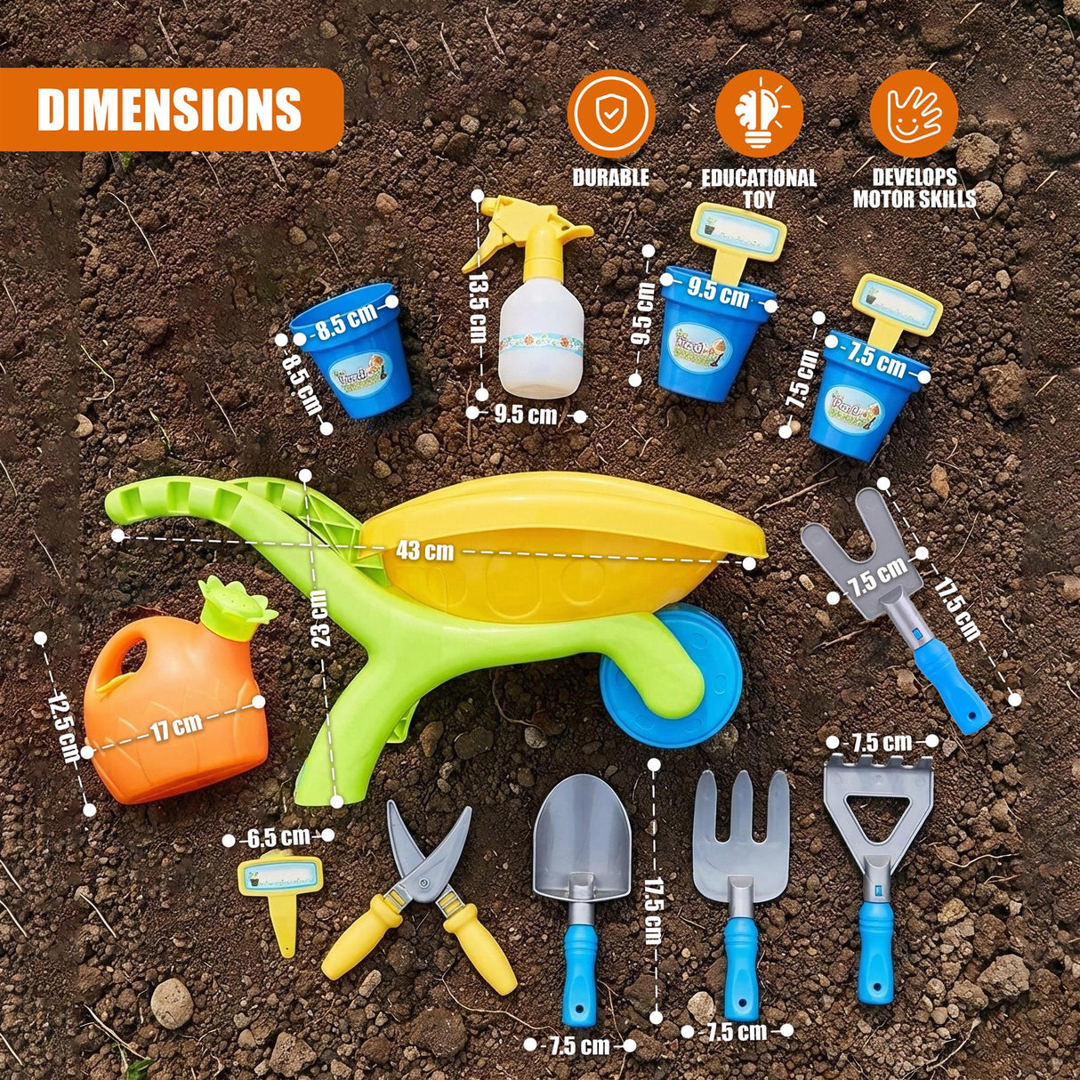 Kids Garden Wheelbarrow Playset