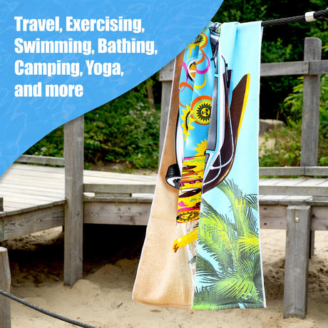 Blue Summer Bus Design Large Towel by Geezy - UKBuyZone