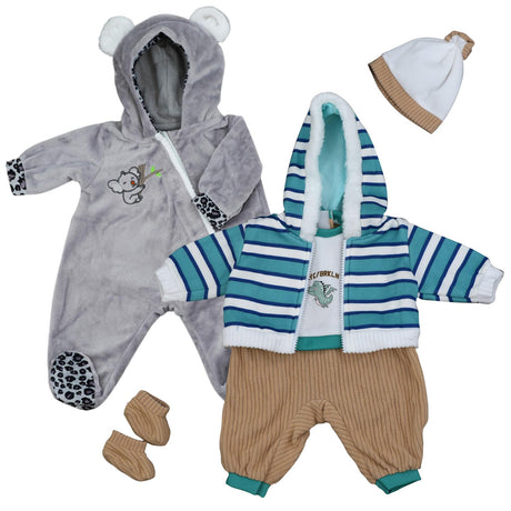 BiBi Outfits - Set of Two Doll Clothes (Koala & Stripy) (45 cm / 18") by BiBi Doll - UKBuyZone