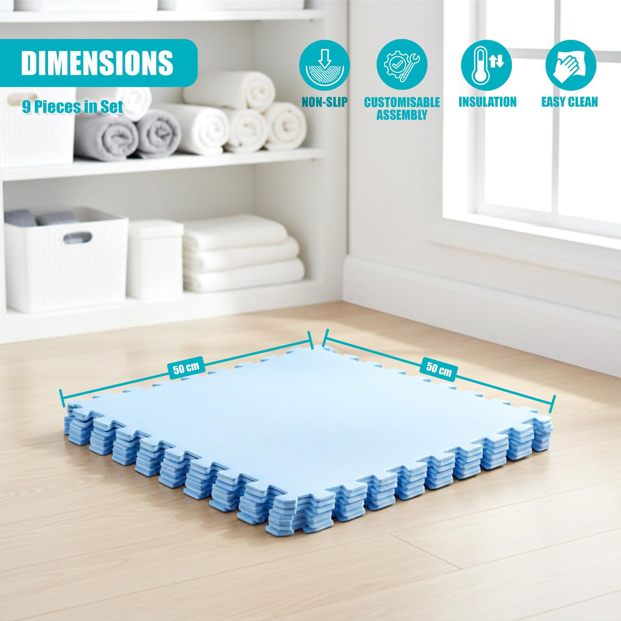 Swimming Pool Floor Mats, 9 Pieces