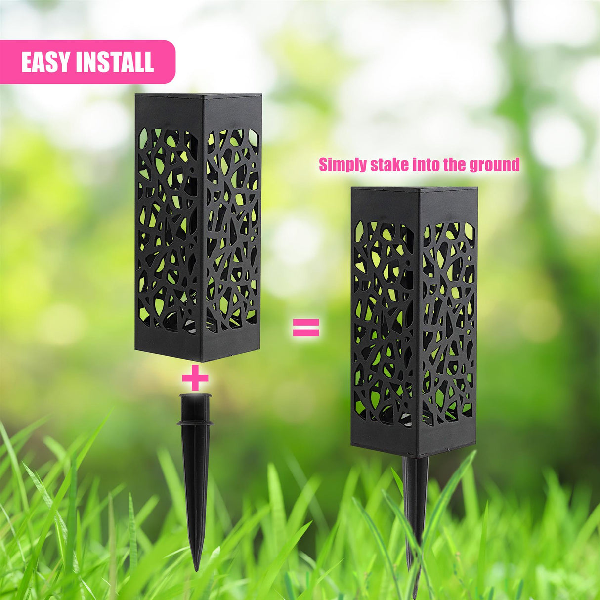 Solar Garden Pathway Stake Lights, Set of 3 – Warm White LED by GEEZY - UKBuyZone