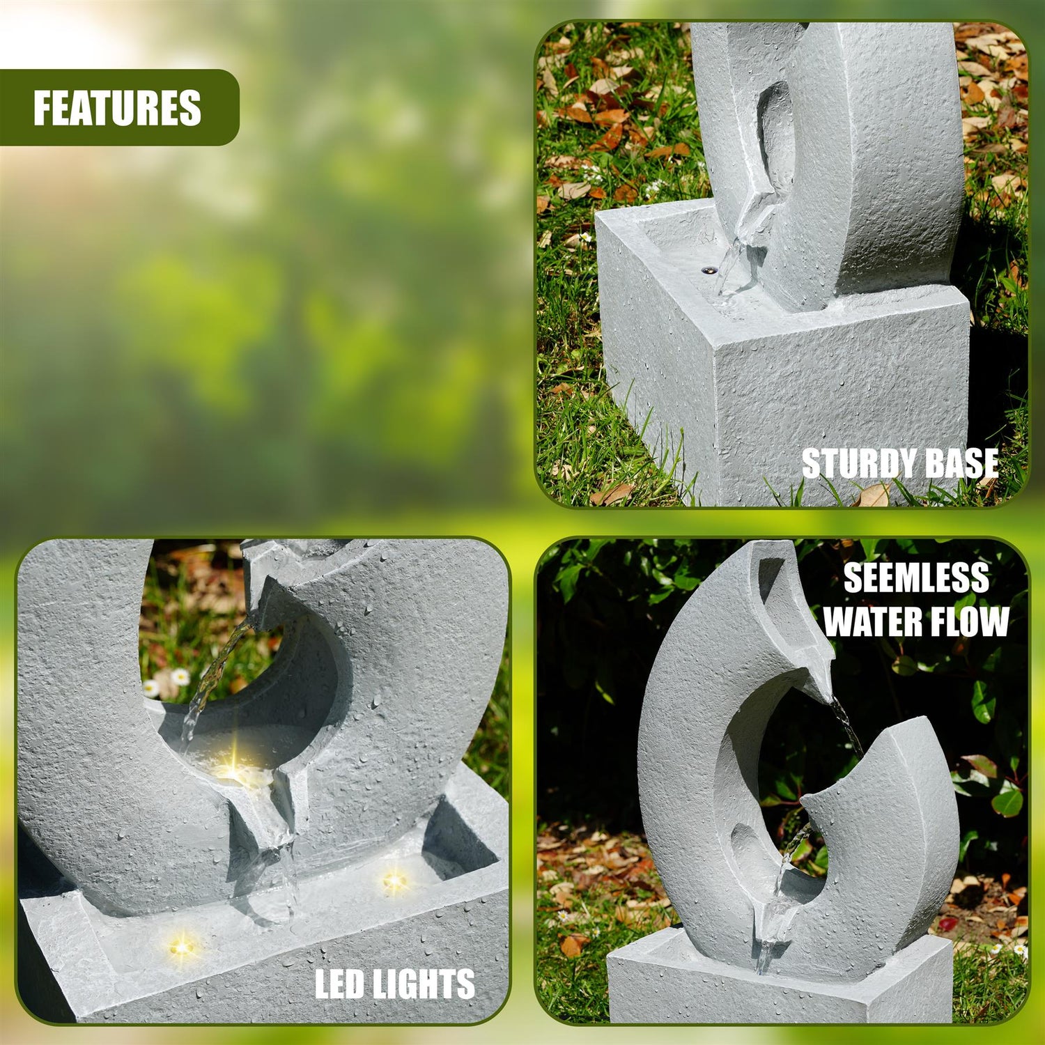 Horn Water Feature Outdoor With LED by GEEZY - UKBuyZone