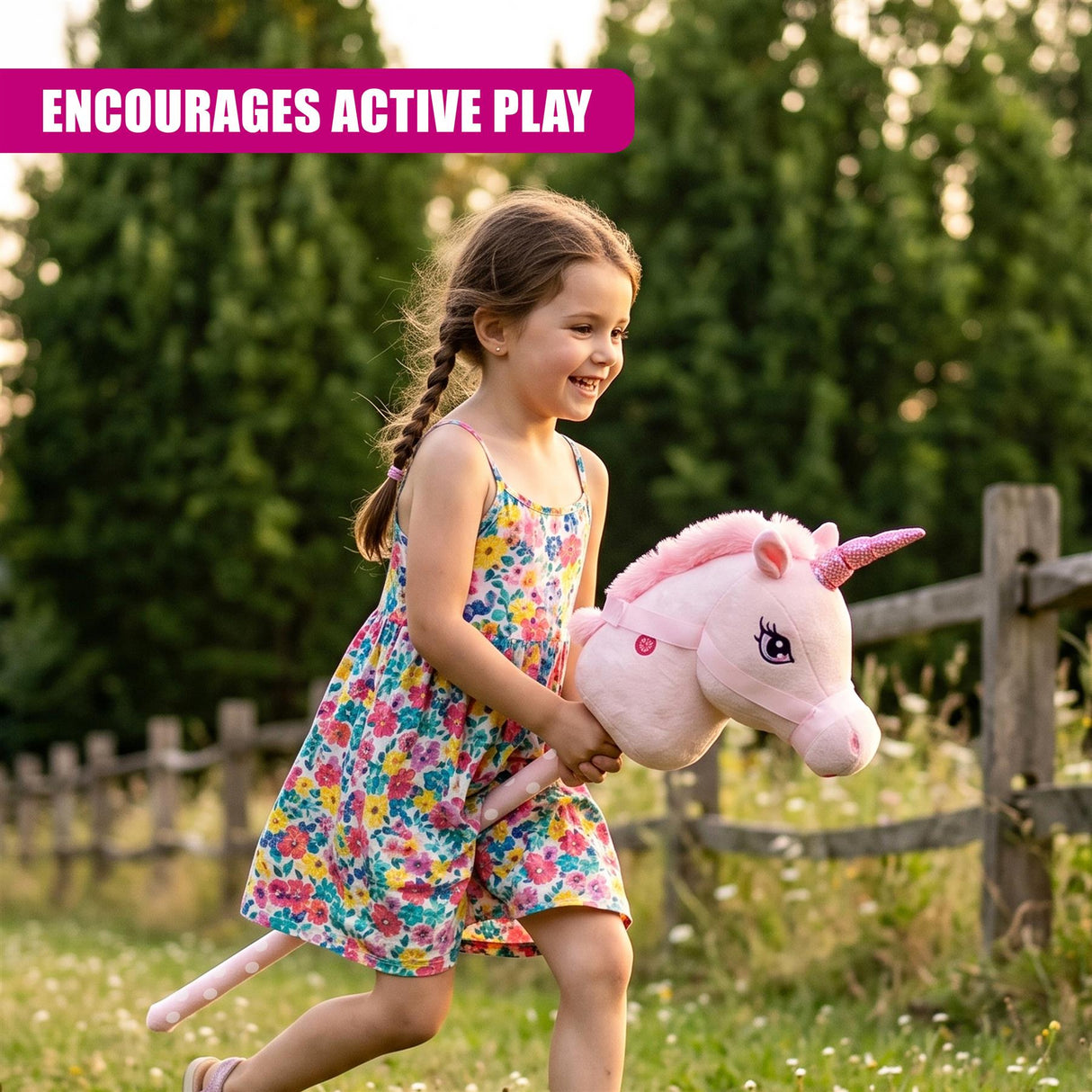 Unicorn Hobby Horse - Pink