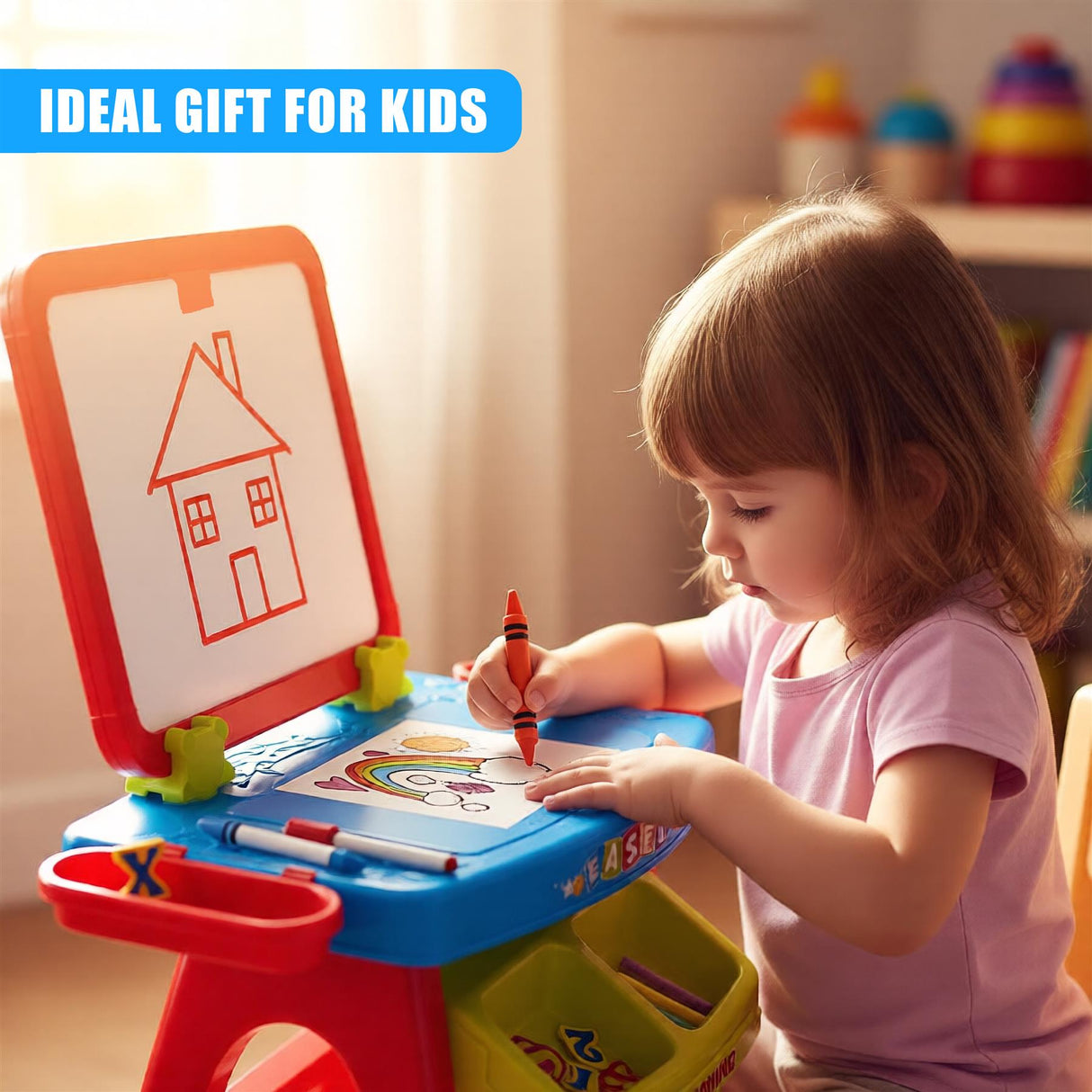 Learning Desk & Magnetic Easel Chalkboard