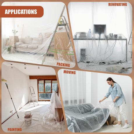 Clear Dust Sheets 4x5m - Set of 5 by GEEZY - UKBuyZone