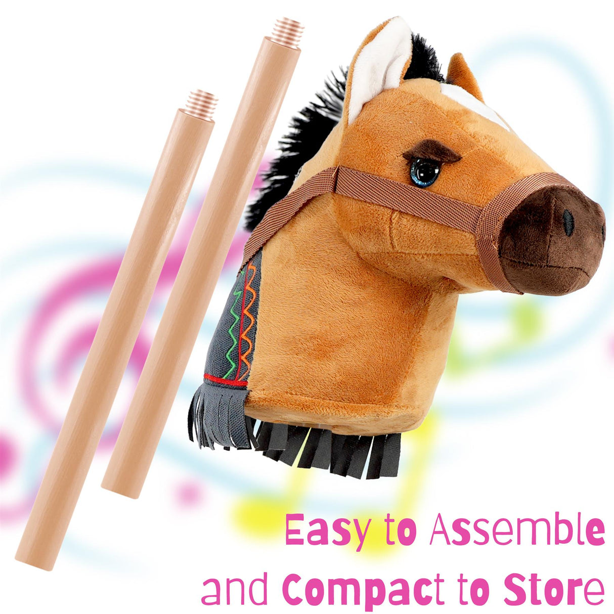 Kids Brown Hobby Horse Toy with Sounds by The Magic Toy Shop - UKBuyZone