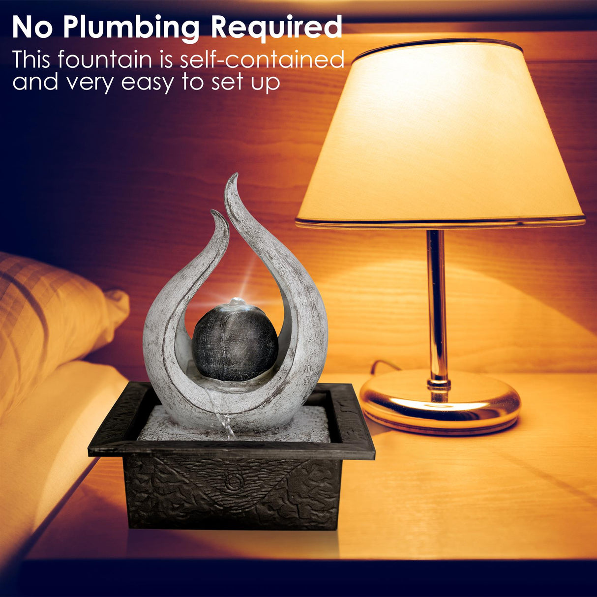 Flame Water Feature Indoor With LED by GEEZY - UKBuyZone