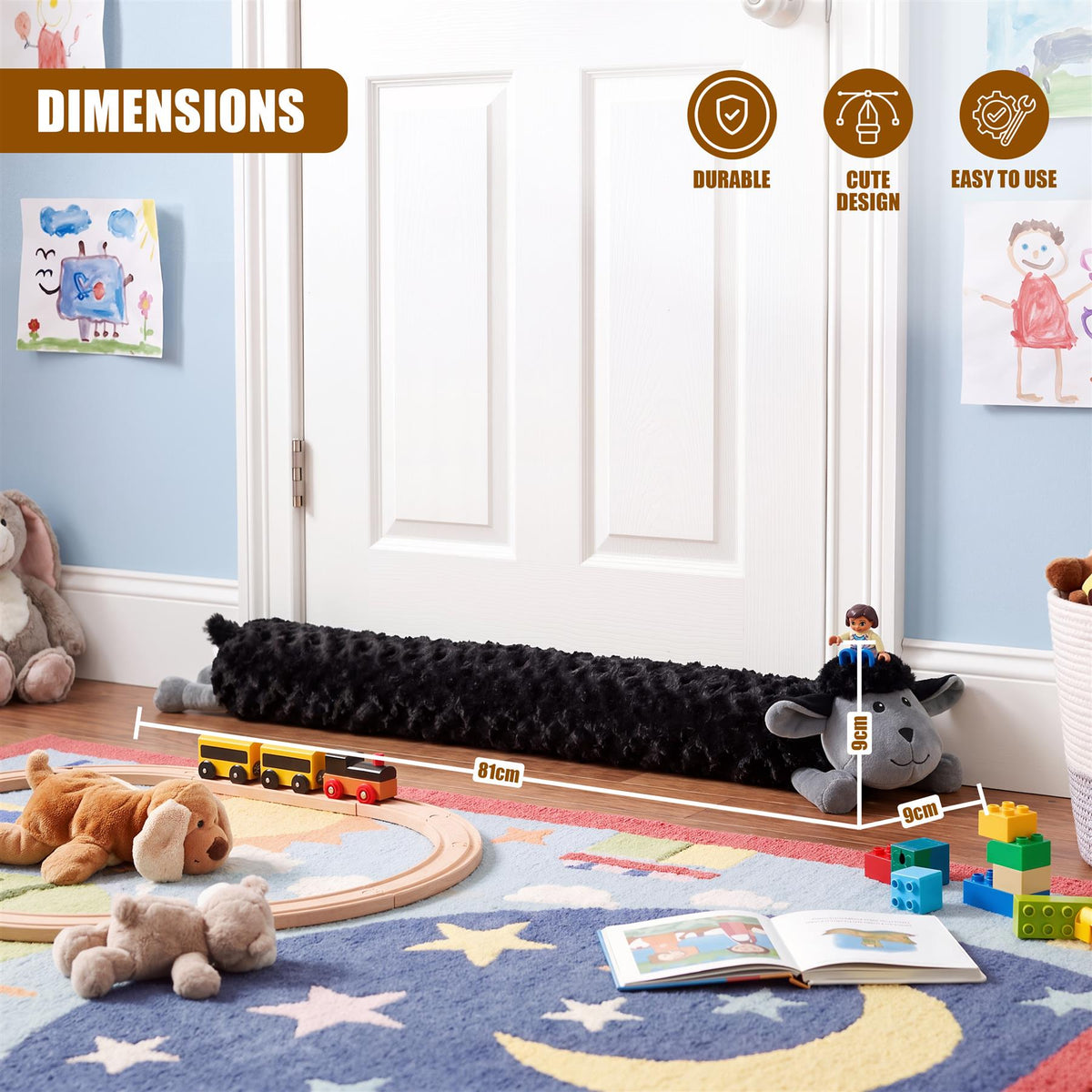 Novelty Black Sheep Draught Excluder for Doors