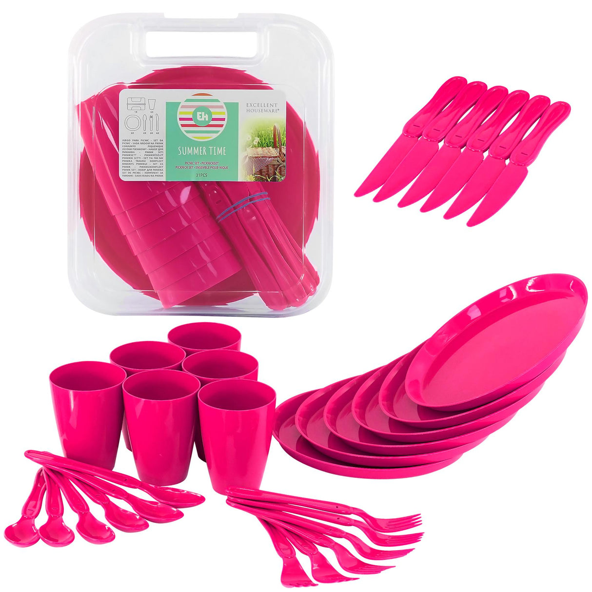 Pink Camping Set For Six 31 Pieces by GEEZY - UKBuyZone