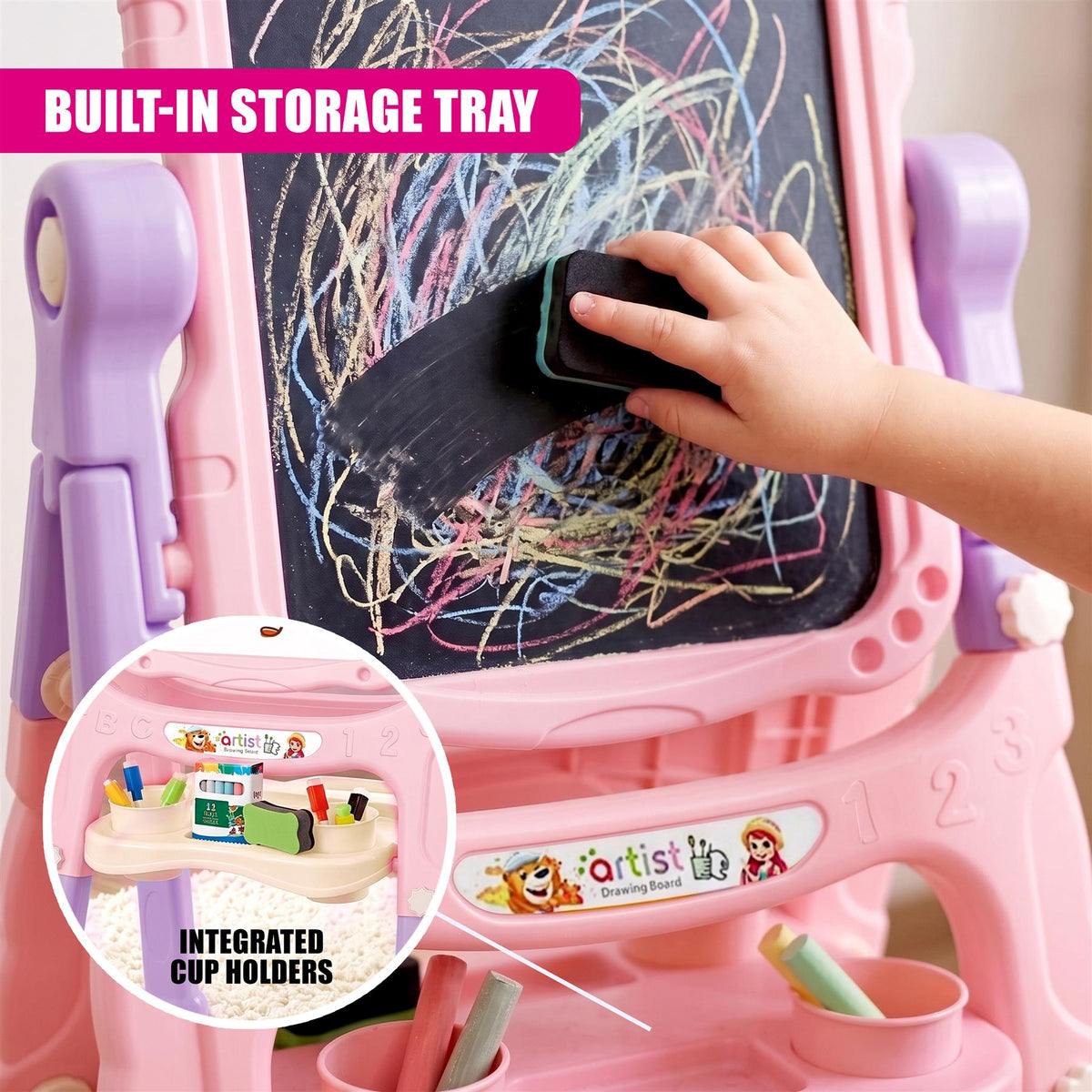 Pink Folding Double-Sided Magnetic Drawing Board