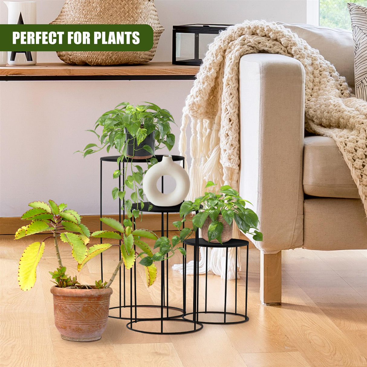 Indoor Plant Stands Set of 3 by GEEZY - UKBuyZone