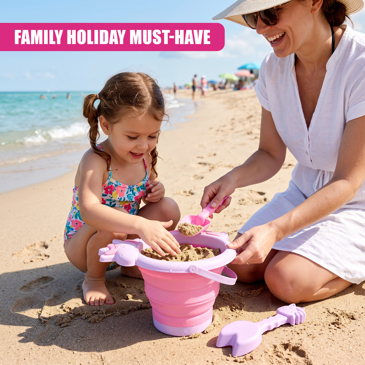 Collapsible Beach Bucket & Spade Sets