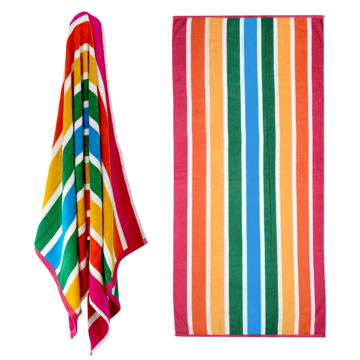 Velour Striped Beach Towel Tropical Burst by Geezy - UKBuyZone