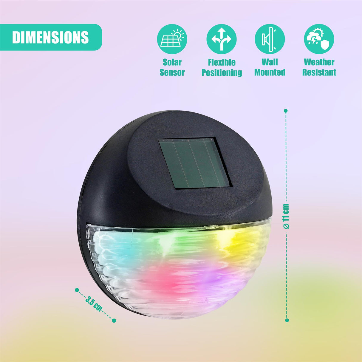 Solar Fence Lights, Set of 12 – RGB LED, Black by GEEZY - UKBuyZone